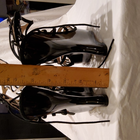 Black velvet wedge sandals - Picture 5 of 5